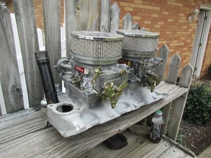 1957-1961CORVETTE 2X4'S INTAKE MANIFOLD/2 EDELBROCK /HOT STREET RAT ROD MUSCLE - Picture 1 of 23
