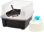 IRIS USAOpen Top Cat Litter Box with Scoop and Scatter Shield,Cat Water Fountain
