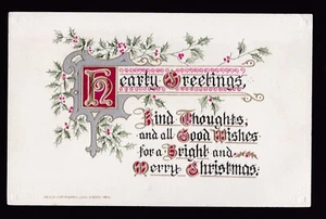 um 1914 Winsch vergoldete herzliche Weihnachtsgrüße Postkarte - Bild 1 von 2