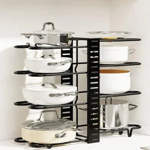 Organizador de estante para ollas de metal para cocina de 8 niveles soporte para ollas gabinete despensa soporte para tapa - Imagen 1 de 20