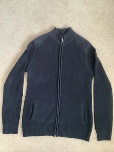 Men's Zip-Up Chunky Knit Cardigan/Jacket Size M Navy Blue by Cedar WoodState VGC