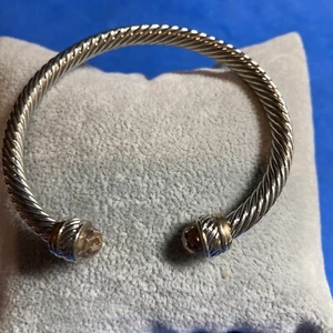 6.5” twisted cable bracelet tea colored stones 2.5” across b121 - Picture 1 of 5