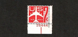 1960 U.S. AIRMAIL 7c Carmine Airplane Plt#S  Sc#C60 M/NH/OG* Pristine ^ - Picture 1 of 1