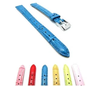 Correa de reloj de liberación rápida de cuero larga y regular de 12 mm de cocodrilo y lagarto para mujer - Imagen 1 de 19