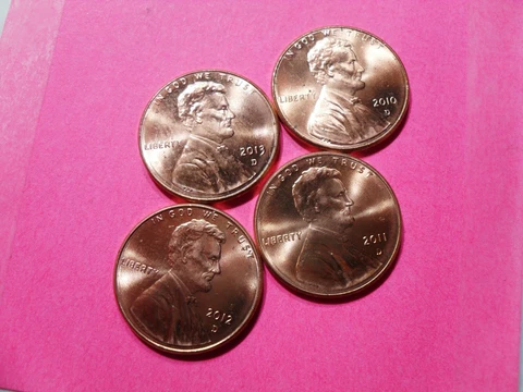 2010 D 2011 D 2012 D 2013 D Lincoln Cents First Four Shields UNC! Cover