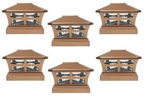 6 Set Garden Solar Copper Cap Lights LED for 4" 5" 6" Vinyl/PVC Wood Post - Picture 1 of 7