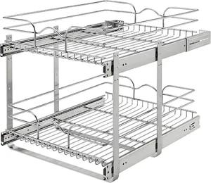 2-Tier Kitchen Cabinet Pullout Shelf and Drawer Organizer Slide Out Pantry Stora - Picture 1 of 12
