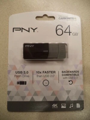PNY USB 3.0 Flash Drive, 64GB, Assorted Colors, BLACK BLUE P-FD64GELEDG - Image 1 of 2
