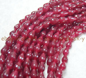 8X12mm Red Jade Faceted TearDrop Gems Loose Beads 15'' Strand