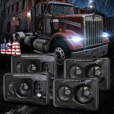 Brightest 4pcs 4x6" Led Headlights H4656 for Kenworth T400 T600A T800 W900 - Image 1 of 4