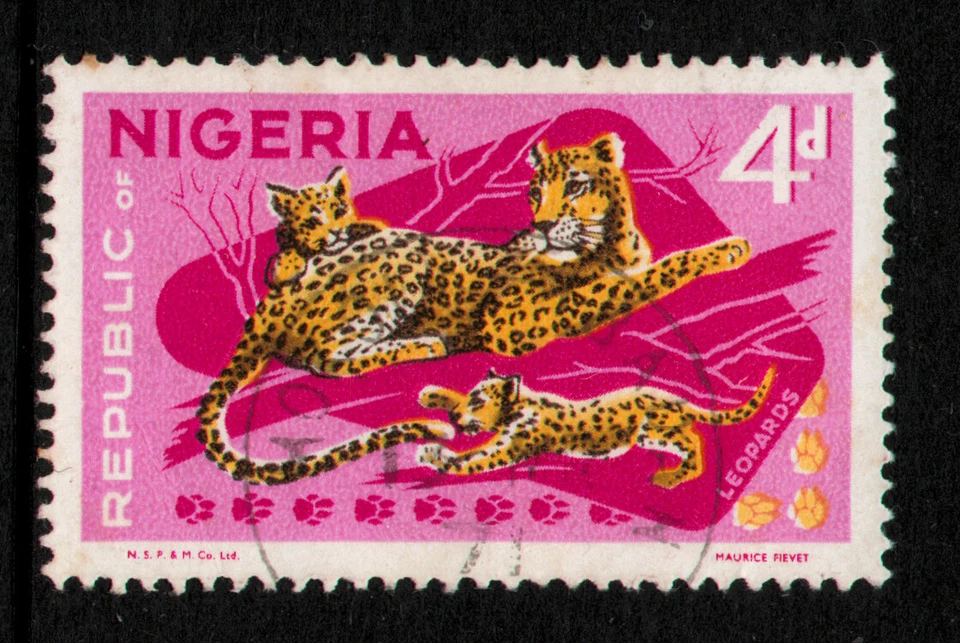 USADO "FAUNA - LEOPARDOS" NIGERIA 1969 Foto 1 de 2