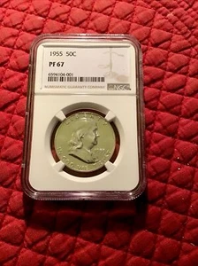 1955 Proof Franklin 50c SILVER - NGC GRADED PF67 Mirror Like Surface! - Picture 1 of 2