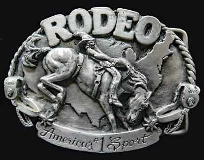 Rodeo Americas #1 Deporte Vaquero Bronc Caballo Siskiyou Vintage Hebilla de Cinturón Foto 1 de 4