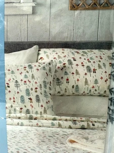 NEW Cuddl Duds KING Sheet Set Flannel Heavy Weight Gnomes Pine Trees Design - Picture 1 of 10