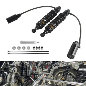 Black 13" Remote Reservoir Rear Suspension Gas Shocks For Harley Touring 1990+ - Picture 1 of 12