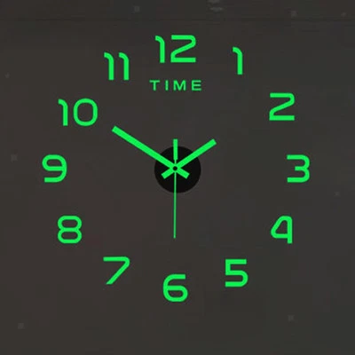 Luminous Wall Clock Stickers DIY Wall Clock Modern Silent Non Ticking Frameless - image 1 of 4