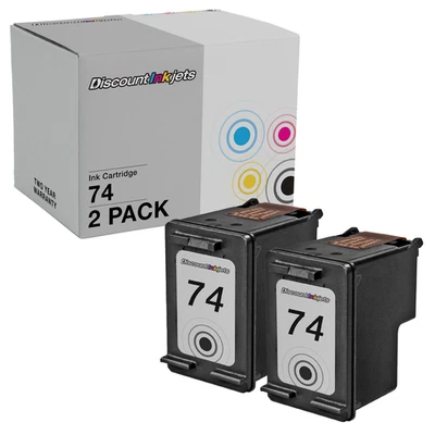 2Pk #74 CB335WN черные чернила для HP #74 Photosmart C4200 C4280 Deskjet D4368 C4500 - Изображение 1 из 4