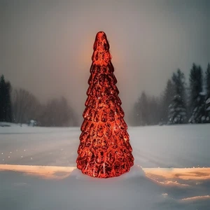 Árbol de Navidad iluminado de vidrio de mercurio 12” rojo caleidoscopio decoración - Imagen 1 de 13