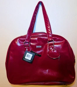 Genuine Vintage Ellen Tracy Wine Red Leather Doctor Bag 18” X 12” - Picture 1 of 3