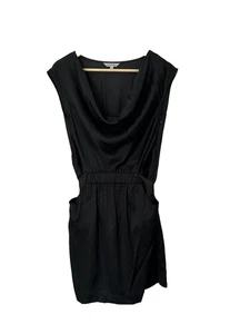 VERONIKA MAINE Black Midi Cocktail Dress SIZE 10 AU/6 US Scoop Neck Pockets - Picture 1 of 6