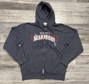 Vintage Seattle Mariners Baseball Club Reißverschluss Jacke Erwachsene Large Majestic Kapuze - Bild 1 von 9