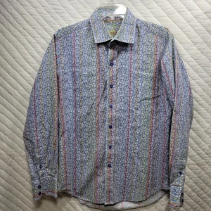 Robert Graham Herren Medium gestreift mehrfarbig Flip Manschette Knopfleiste Hemd - Bild 1 von 9