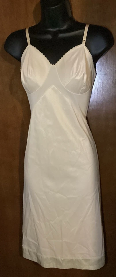 Vestido sin mangas completo beige vintage Vanity Fair para mujer 34 100 % nailon EXCELENTE Foto 1 de 4