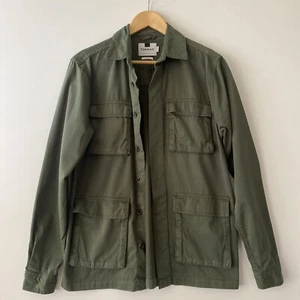 Topman Shacket Sz S Khaki Green Cotton Overshirt Pockets Button Up Utility Men - Picture 1 of 10