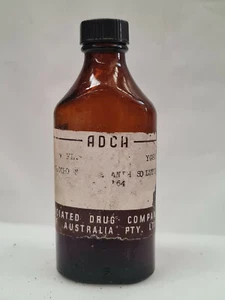 Antique Australian Amber Glass MEDICINE BOTTLE ADCA chemist apothecary drug - Bild 1 von 4