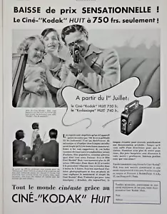 PUBLICITÉ DE PRESSE 1934 CINÉ KODAK HUIT ET LE KODASCOPE à 750 frs SEULEMENT - Foto 1 di 1