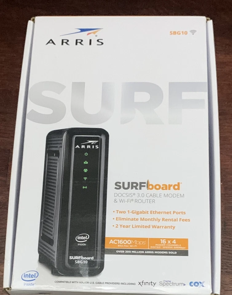Arris Surfboard SBG10 DOCSIS 3.0 Cable Modem Wi-Fi 5 AC1600 NEW SEALED - Image 1 of 1