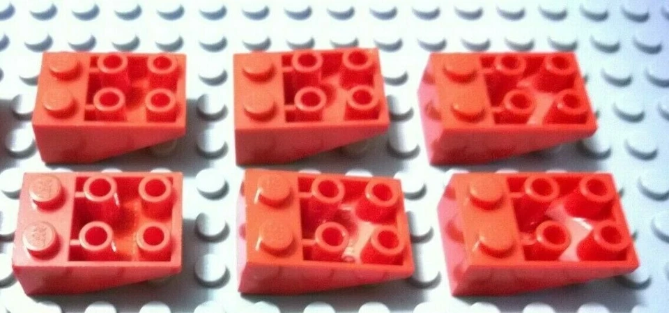 LEGO Schrägstein verkehrt 6 Stück 3747 rot 3x1 inverted System City Hausbau  - Bild 1 von 1