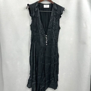 ba&sh Coralie Lady Dress Womens 3 L Black Button Corset Asymmetric Old Money - Picture 1 of 16
