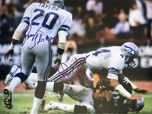 John Harris & Terry Taylor Signed 11x14 Seattle Seahawks Photo Autographed Auto - Picture 1 of 1