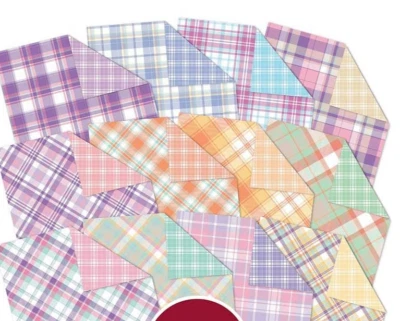 12 Duo Design double-sided papers Pastel Plaids & Cheerful Check 8" x 8" NEW - Image 1 of 4