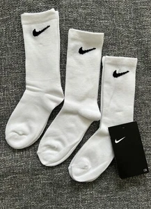 Nike Everyday White Cotton Crew Socks Extra Small Kids Junior Children 4-8 Year - Picture 1 of 6