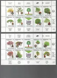 Venezuela: 1991; Scott 1436-1437-1497, 3 complete with labels, trees, VZ0789 - Picture 1 of 2