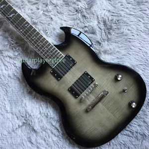 12 String Black SG Electric Guitar Flamed Maple 2H Pickup Chrome Part Fast Ship - Picture 1 of 8