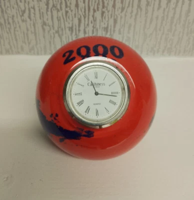 Vintage Caithness Paperweight- Red & Blue Globe Clock, Year 2000, good condition - Image 1 of 4