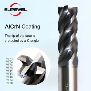 4 flute carbide end mill 6mm 12mm for machining stainless steel, titanium alloy - Picture 1 of 6