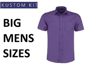 BIG LARGE HERREN Kustom Kit KK141 kurzarmiges Shirt Büro Freizeit Arbeit LILA - Bild 1 von 3