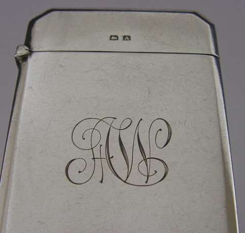 BEAUTIFUL ENGLISH SOLID SILVER CARD CASE 1925 ANTIQUE 52g Cover