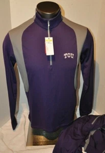 Antigua Men’s TCU Horned Frogs Purple/Grey 1/4 Zip Pullover Jacket Small NWT - Picture 1 of 8