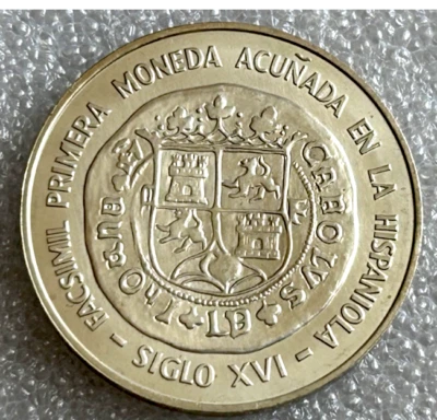 DOMINICAN REPUBLIC SILVER 10 PESOS 1975  First Hispaniola Coinage of Carlos and - Image 1 of 2