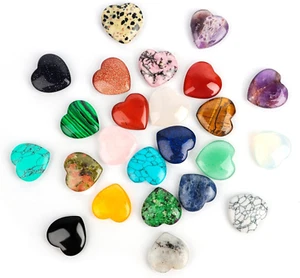 24 Stück Kristalle Steine Set, Natürliche Bunte Kristallsteine Herzförmige Edels - Bild 1 von 7