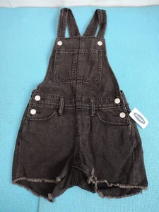 NWT Old Navy Girl's Shortalls Denim Frayed Hem Jean Romper Overall Black S 6 - 7 - Picture 1 of 7