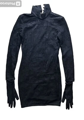 Vestido Balenciaga Negro Floral Bordado Nuevo Con Etiquetas Talla F36 Defectos Leer Descripción Foto 1 de 4