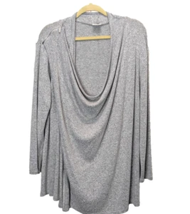 Soma Gray Wrap Front Shawl Cardigan Gray Zip Shoulder Soft Cozy Women’s Sz Large - Picture 1 of 18