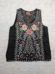 Johnny Was Yoke Tank Tunic in Black Embroidered Small Fairy Women's Lagenlook - Picture 1 of 9