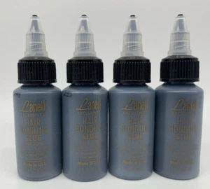 LOT OF 4 - LANELL EXCLUSIVE ANTI-FUNGUS HAIR BONDING GLUE (Black) (1OZ) NEW - Picture 1 of 3